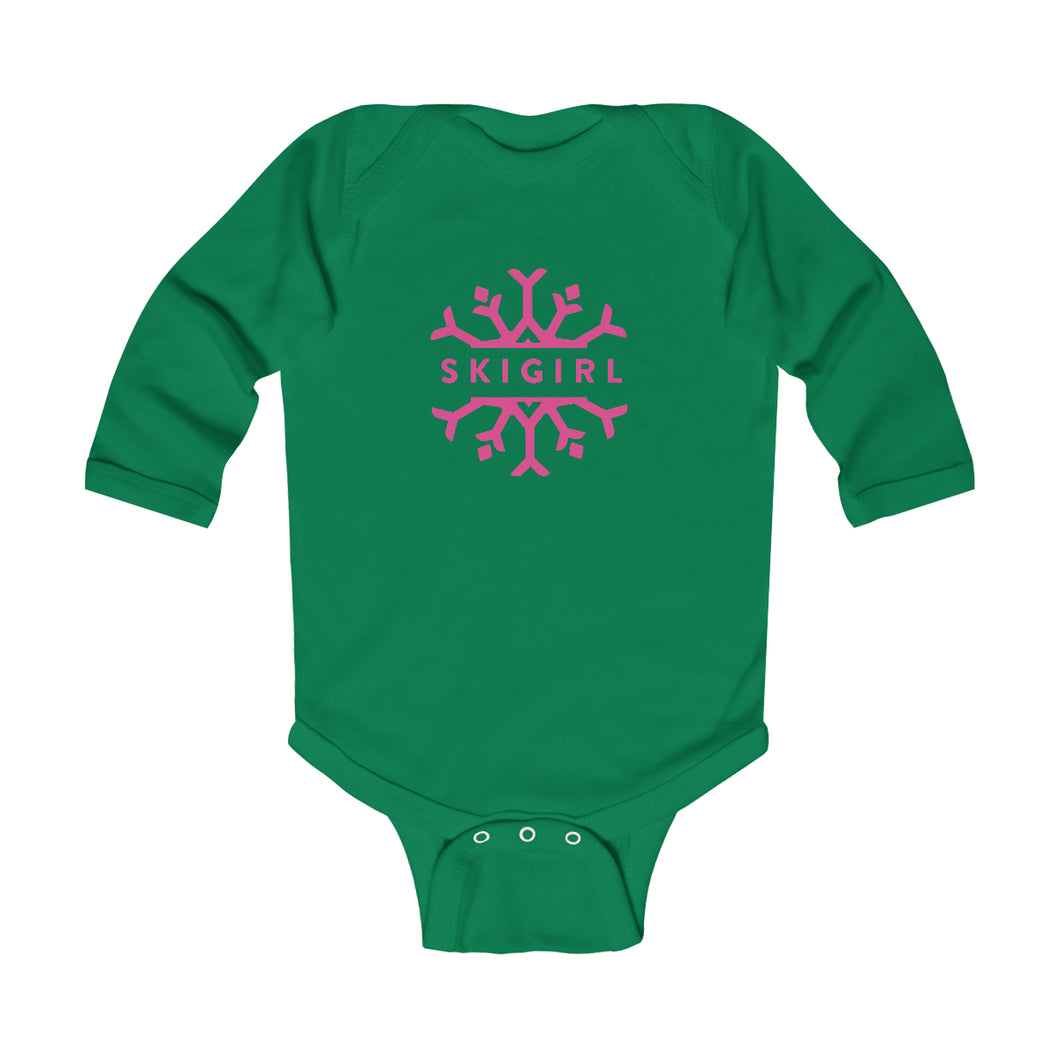 Infant Skigirl Long Sleeve Bodysuit - Pink Logo