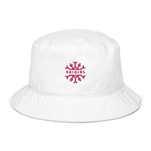 Skigirl Organic Bucket Hat - Pink Logo